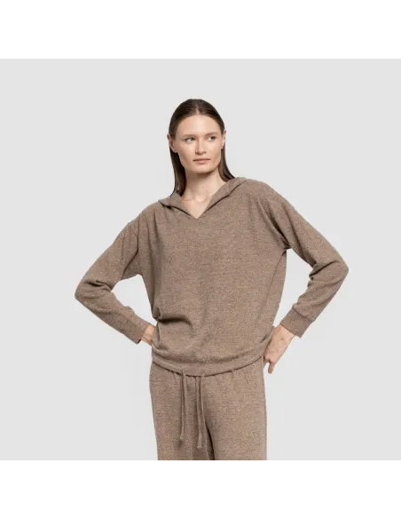 Camisola New malha extra suave com capuz mulher