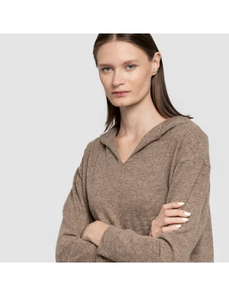 Camisola New malha extra suave com capuz mulher