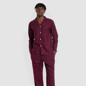 Pijama franela com lapela homem Loui bordô 2