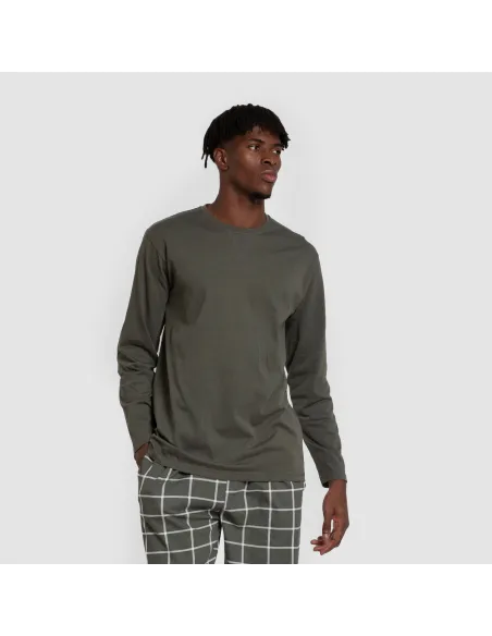 Pijama algodão homem Cuadro Andino verde caça