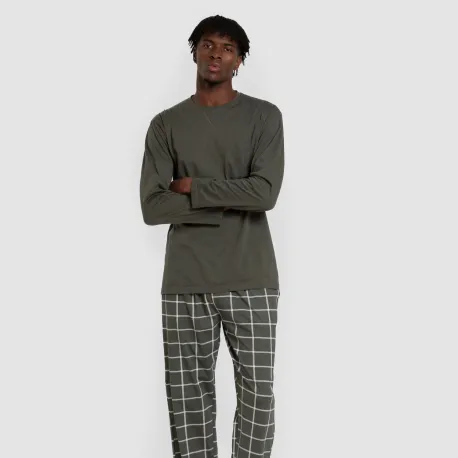 Pijama algodão homem Cuadro Andino verde caça