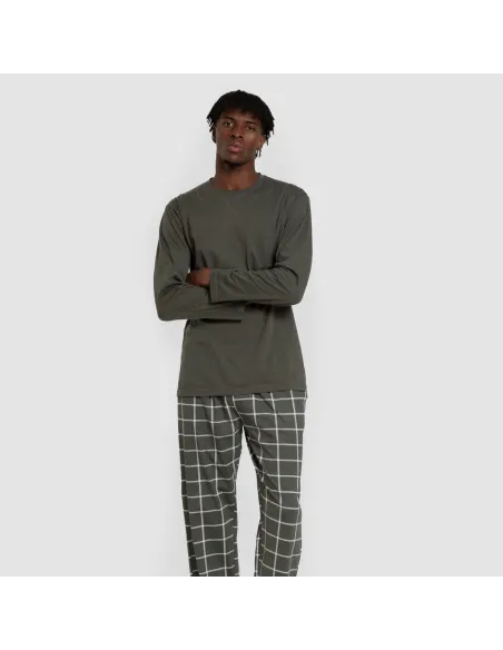 Pijama algodão homem Cuadro Andino verde caça