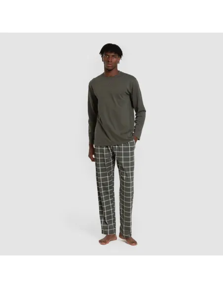 Pijama algodão homem Cuadro Andino verde caça