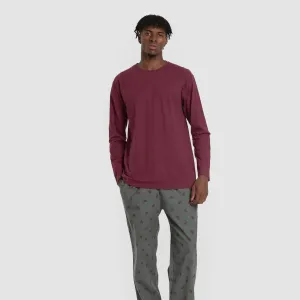 Pijama homem franela Sierpes bordeaux 2