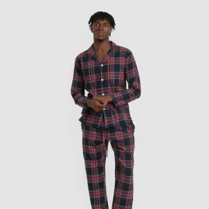 Pijama franela com lapela homem Cuadro Pluton azul 2