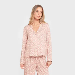 Pijama manga comprida camisero viscose mulher Amira rosette