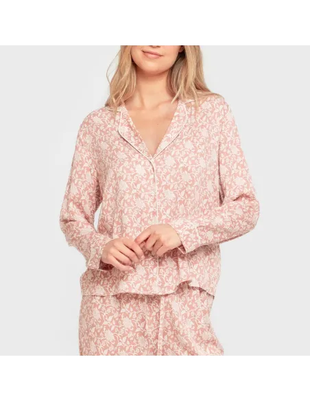 Pijama manga comprida camisero viscose mulher Amira rosette