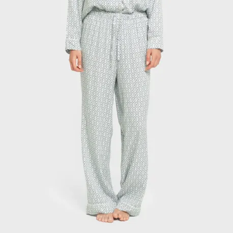 Pijama manga comprida camisero viscose mulher Orquidea agua marina