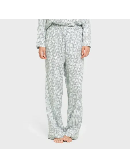 Pijama manga comprida camisero viscose mulher Orquidea agua marina