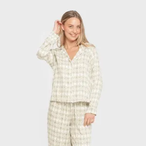 Pijama manga comprida camisero viscose mulher Azucena verde