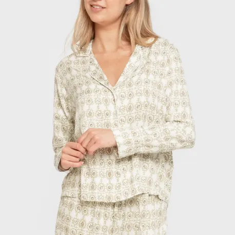 Pijama manga comprida camisero viscose mulher Azucena verde