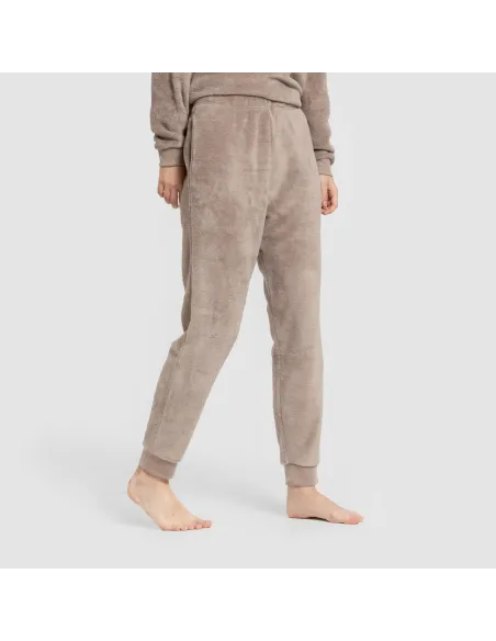 Pijama coral punho mulher Hello Weekend castanho Pijama coral punho mulher Hello Weekend castanho