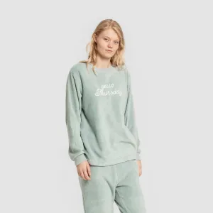 Pijama coral punho mulher Hello Thursday verde tiffany