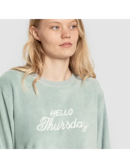Pijama coral punho mulher Hello Thursday verde tiffany Pijama coral punho mulher Hello Thursday verde tiffany