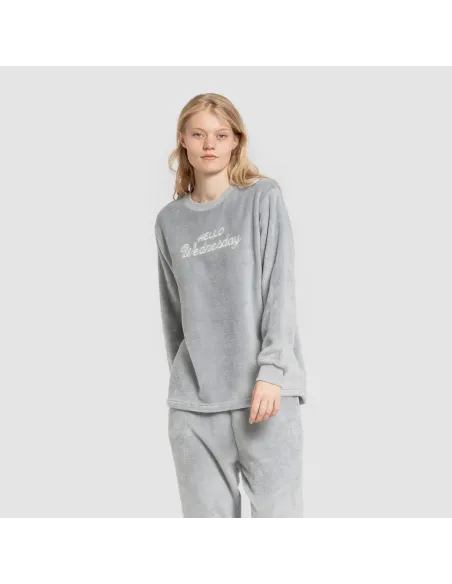 Pijama coral punho mulher Hello Wednesday indigo Pijama coral punho mulher Hello Wednesday indigo