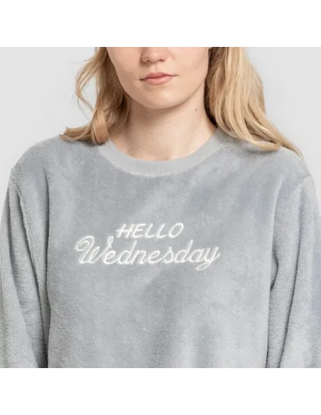 Pijama coral punho mulher Hello Wednesday indigo Pijama coral punho mulher Hello Wednesday indigo