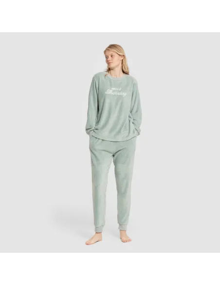Pijama coral punho mulher Hello Thursday verde tiffany Pijama coral punho mulher Hello Thursday verde tiffany
