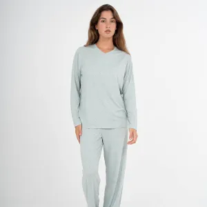 Pijama comprido mulher soft Lolenda verde tiffany