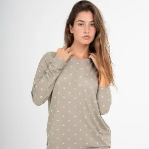 Pijama comprido mulher soft Embera verde seco
