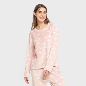 Pijama veludo super soft mulher Seasonal rosa velho