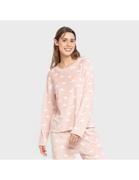 Pijama veludo super soft mulher Seasonal rosa velho Pijama veludo super soft mulher Seasonal rosa velho