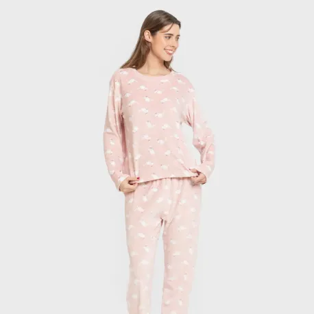 Pijama veludo super soft mulher Seasonal rosa velho