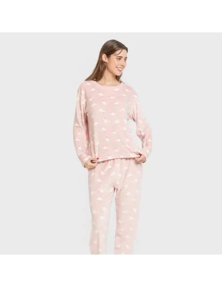 Pijama veludo super soft mulher Seasonal rosa velho Pijama veludo super soft mulher Seasonal rosa velho