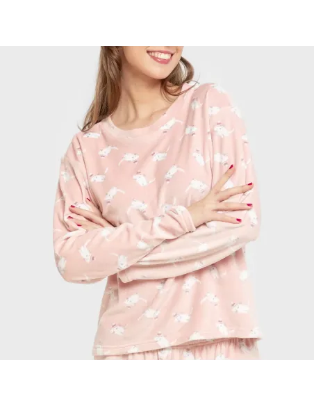 Pijama veludo super soft mulher Seasonal rosa velho Pijama veludo super soft mulher Seasonal rosa velho