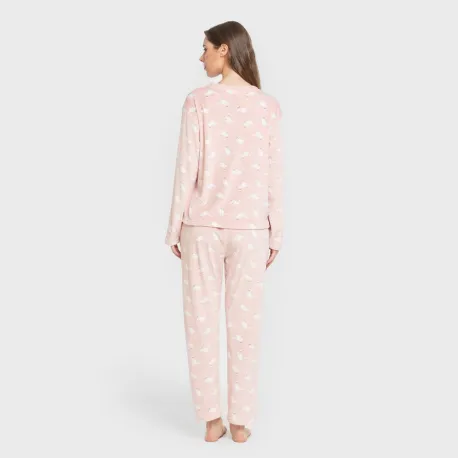 Pijama veludo super soft mulher Seasonal rosa velho