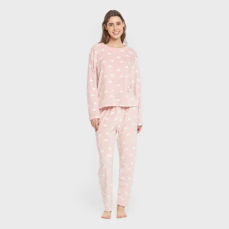 Pijama veludo super soft mulher Seasonal rosa velho