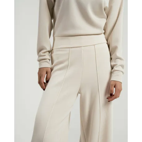 Calças compridas fluidas com pregas mulher