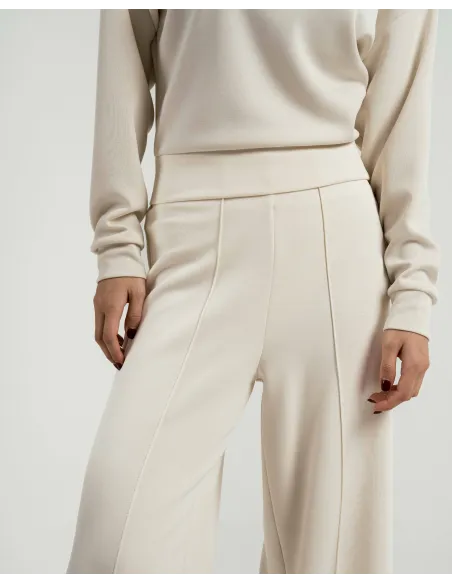 Calças compridas fluidas com pregas mulher