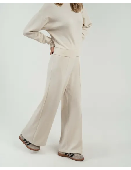 Calças compridas fluidas com pregas mulher