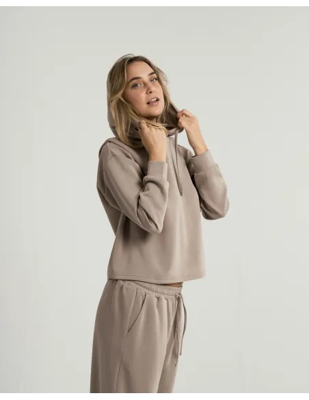 Camisola com capuz fluida mulher