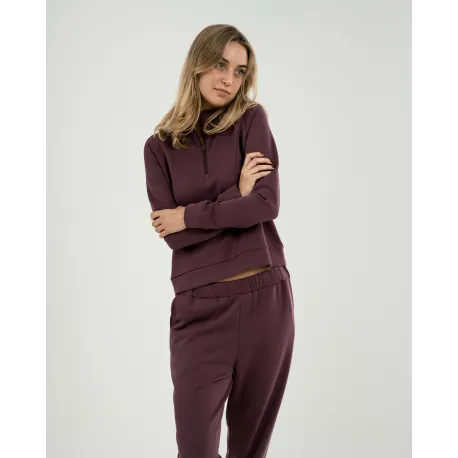 Camisola fluida com meia abertura mulher