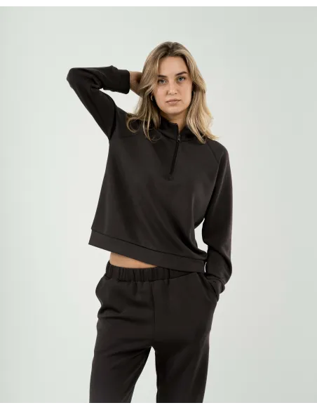 Camisola fluida com meia abertura mulher