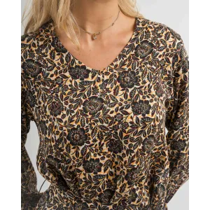 Vestido midi de manga comprida em viscose com decote em V Sophie 2