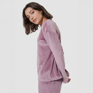 Pijama veludo super soft mulher Lolenda berinjela 2