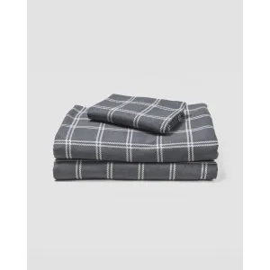 Jogo de lençóis de flanela Cuadro Nitari cinza claro