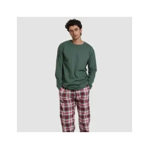 Pijama homem franela Cuadro Saruma verde garrafa
