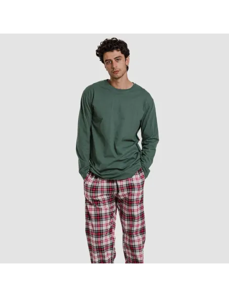 Pijama homem franela Cuadro Saruma verde garrafa