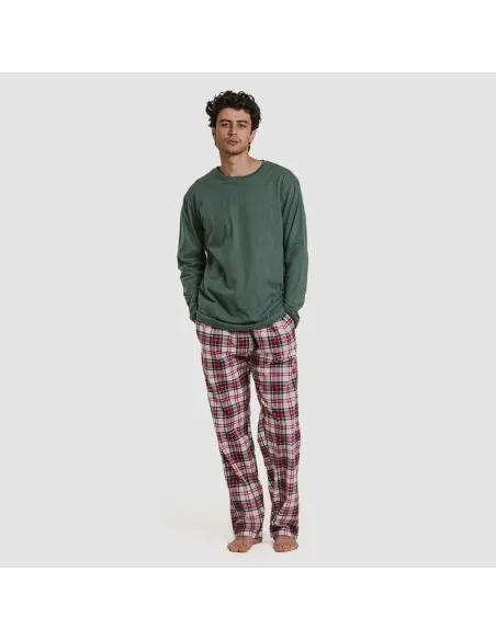 Pijama homem franela Cuadro Saruma verde garrafa