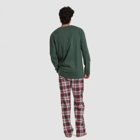 Pijama homem franela Cuadro Saruma verde garrafa