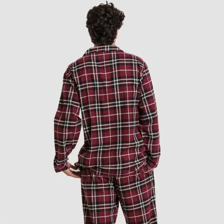 Pijama franela com lapela homem Cuadro Sauron bordô