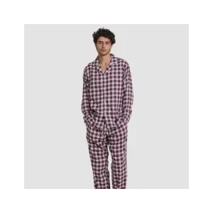 Pijama franela com lapela homem Cuadro Gustavo bordô