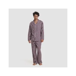 Pijama franela com lapela homem Cuadro Gustavo bordô 2