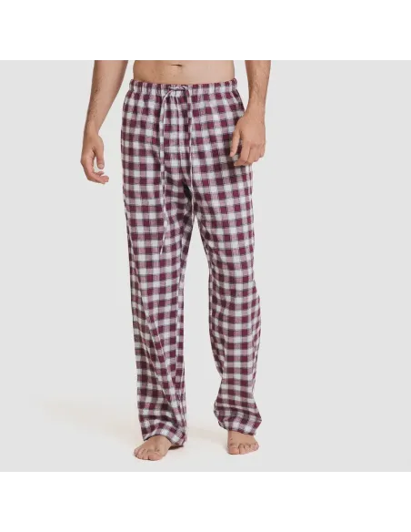 Pijama franela com lapela homem Cuadro Gustavo bordô