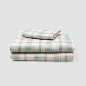 Jogo de lençóis de flanela Cuadro Noric verde