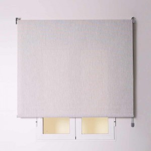 Estore de enrolar TELA cinza/bege e branca  com corrente 2