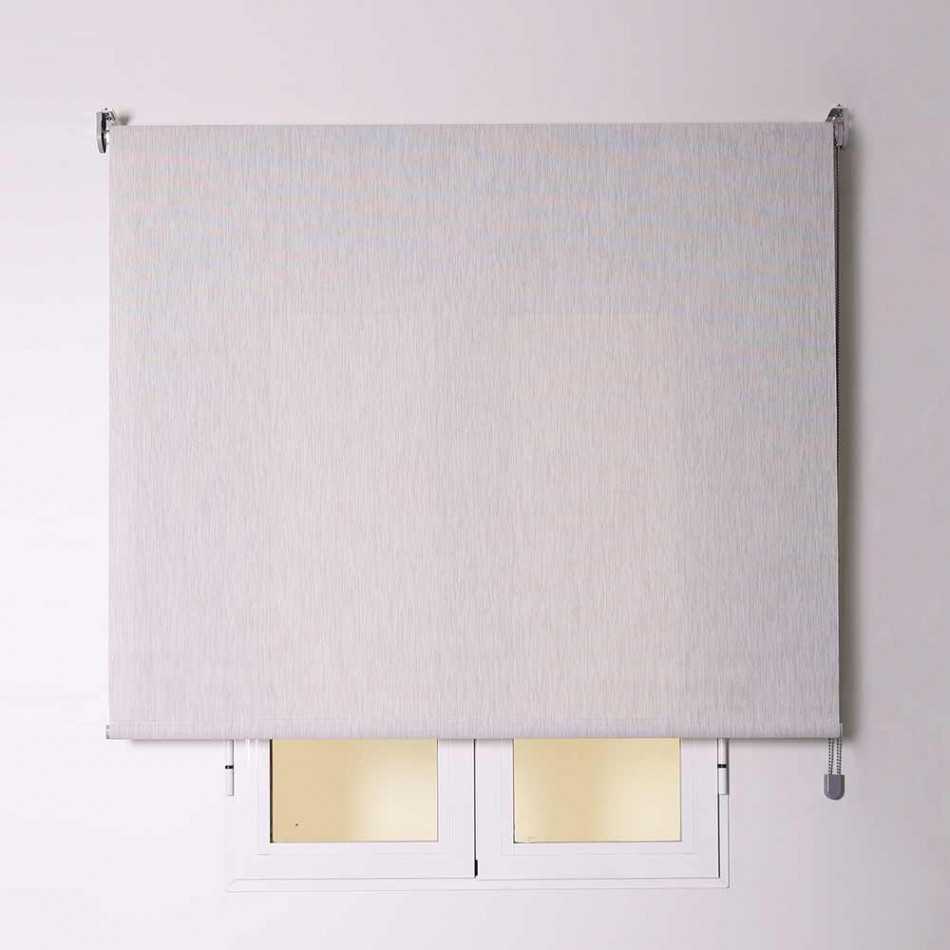 Estore de enrolar TELA cinza/bege e branca  com corrente